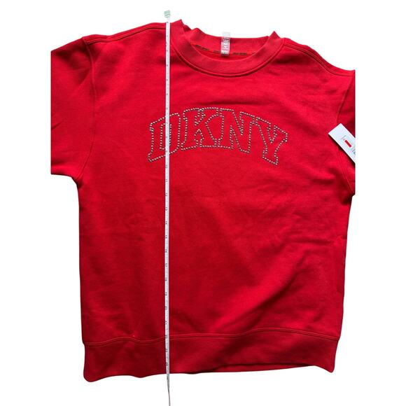 DKNY Women's Varsity Rhinestone-Logo Crewneck Fleece Sweatshirt NWT RED SIZE XS - Picture 10 of 10